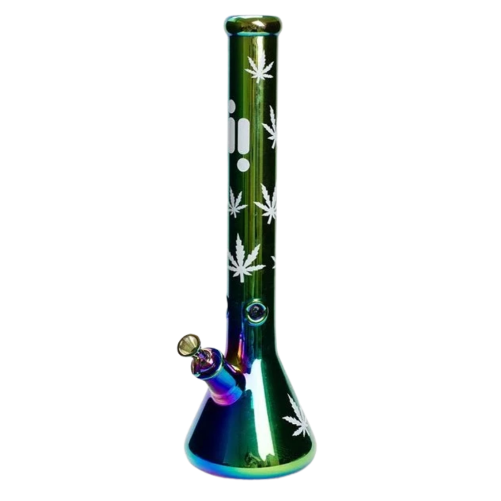 Infyniti Chromatic Leaf Beaker Bong | Large Size | Dark Green Sunshine