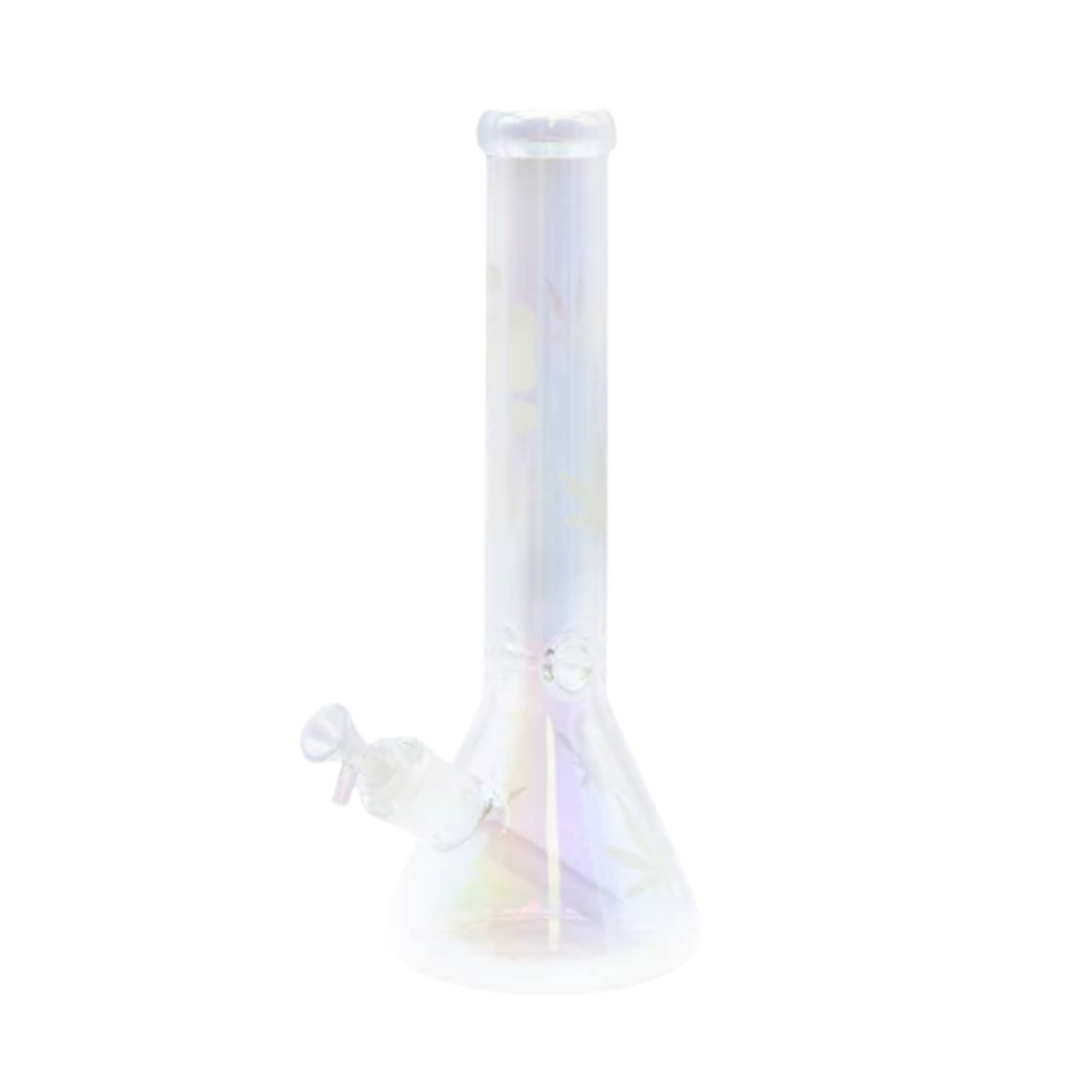 Infyniti Chromatic Leaf Beaker Bong | Medium Size | Clear Sunshine