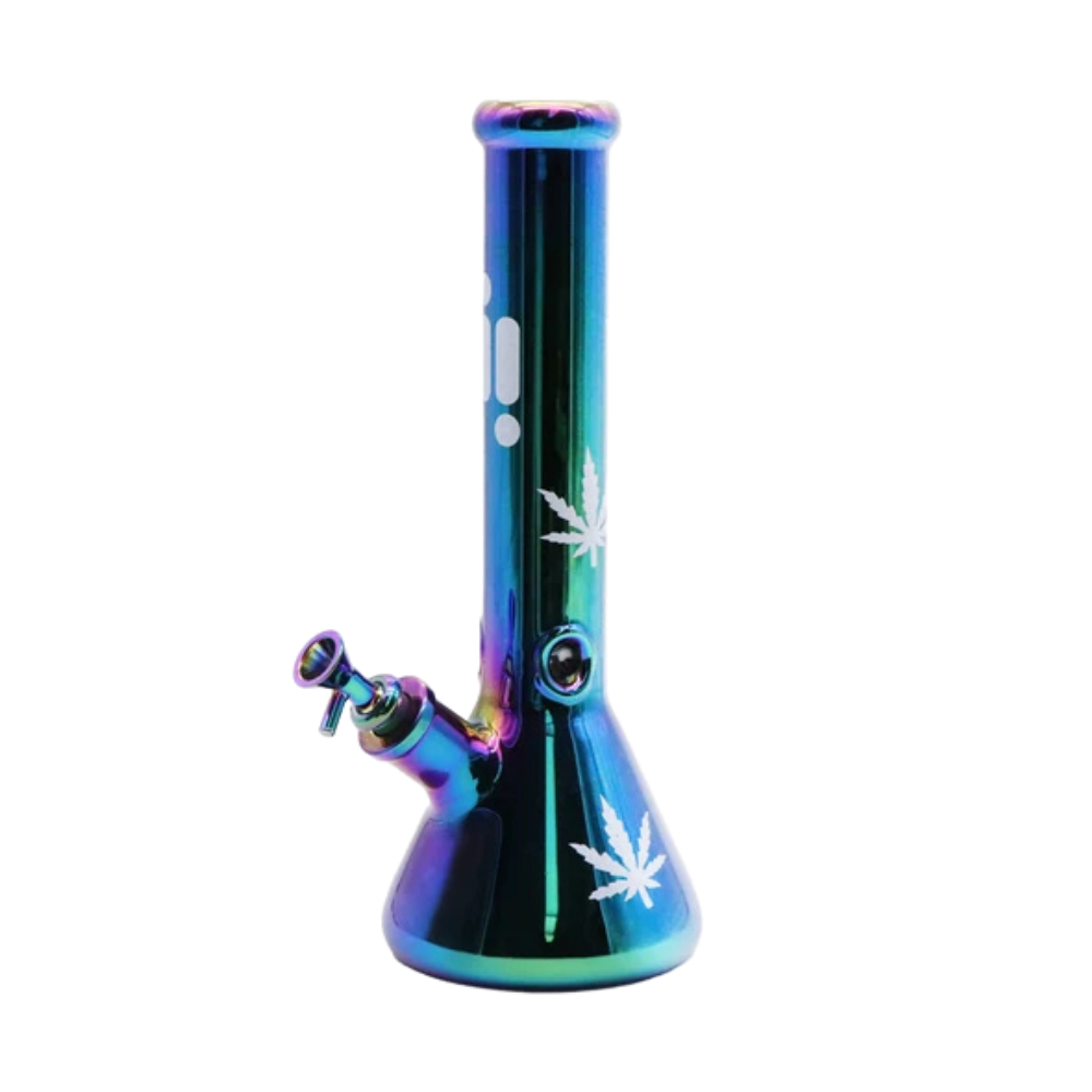 Infyniti Chromatic Leaf Beaker Bong | Medium Size | Dark Green Sunshine