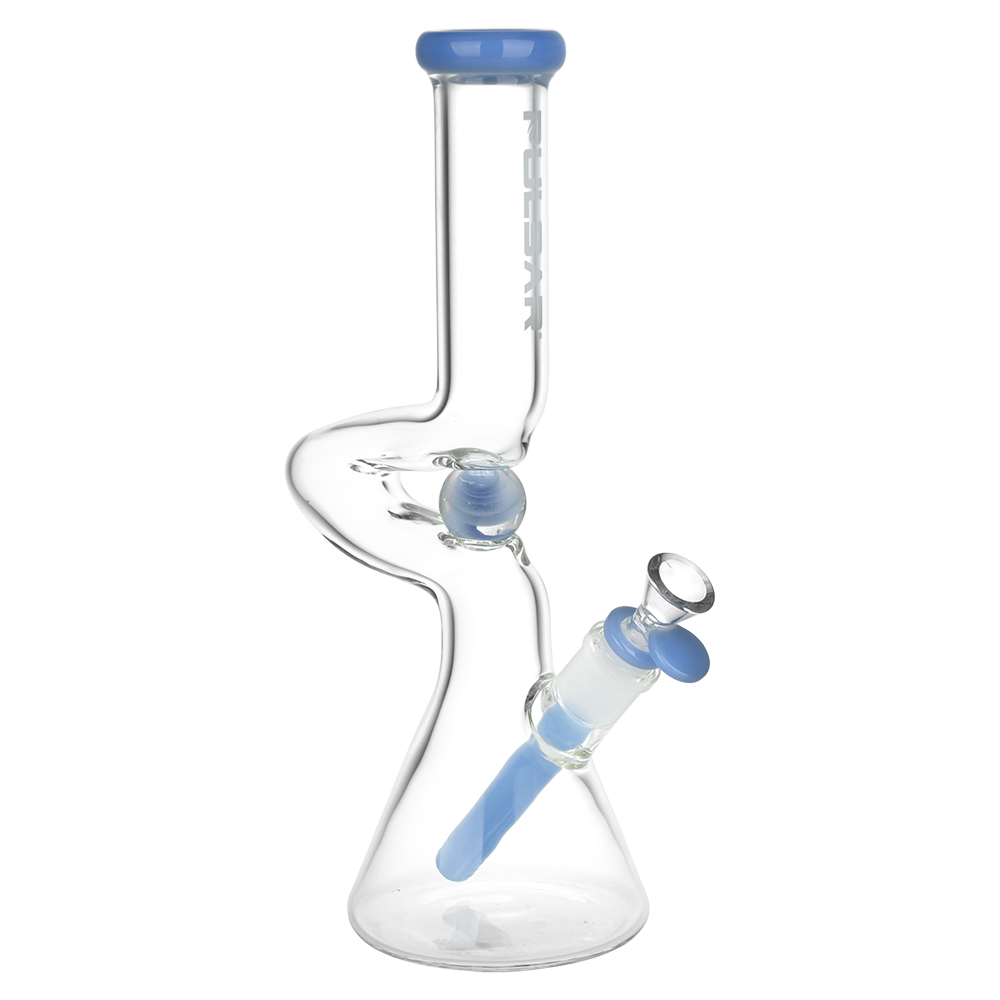 Pulsar Kinked Marble Beaker Bong | Blue