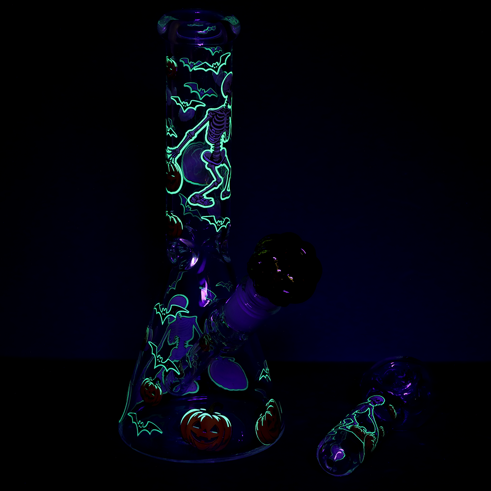 Pulsar Pumpkin Party Beaker Bong Set | Glow In The Dark Accents