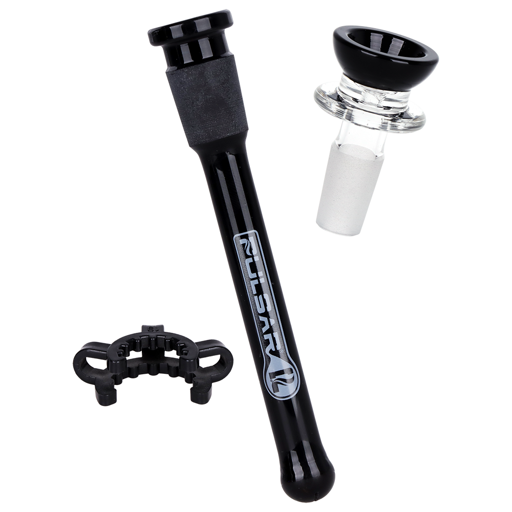 Pulsar Snatched Straight Tube Bong | Matching Downstem & Herb Slide
