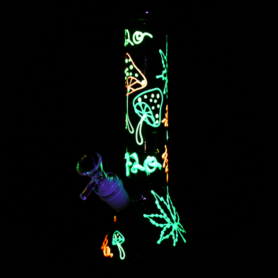 420 Leafy Mushroom Glow Beaker Bong | Glow In The Dark