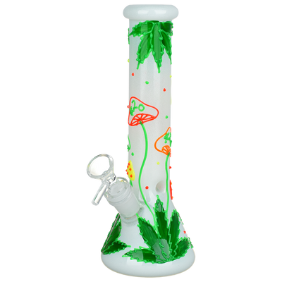 420 Leafy Shroom Glow Beaker Bong | Front View