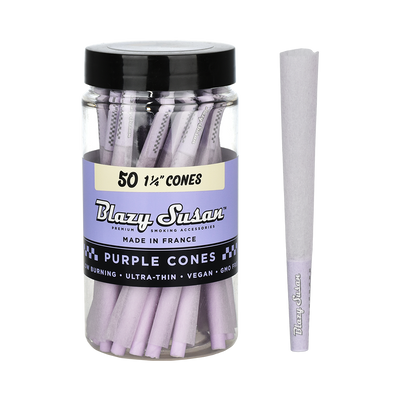 Blazy Susan Pre-Rolled Cones | Purple 50pc Jar | 1 1/4 Size