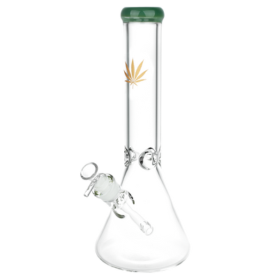 Classic Glass Gold Leaf Beaker Bong | Large | Green