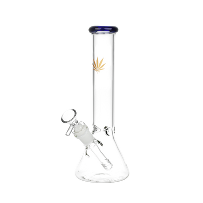 Classic Glass Gold Leaf Beaker Bong | Medium | Blue
