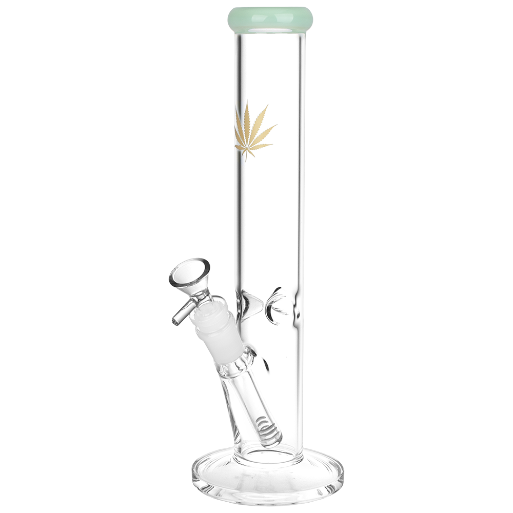 Classic Glass Gold Leaf Straight Tube Bong | Green