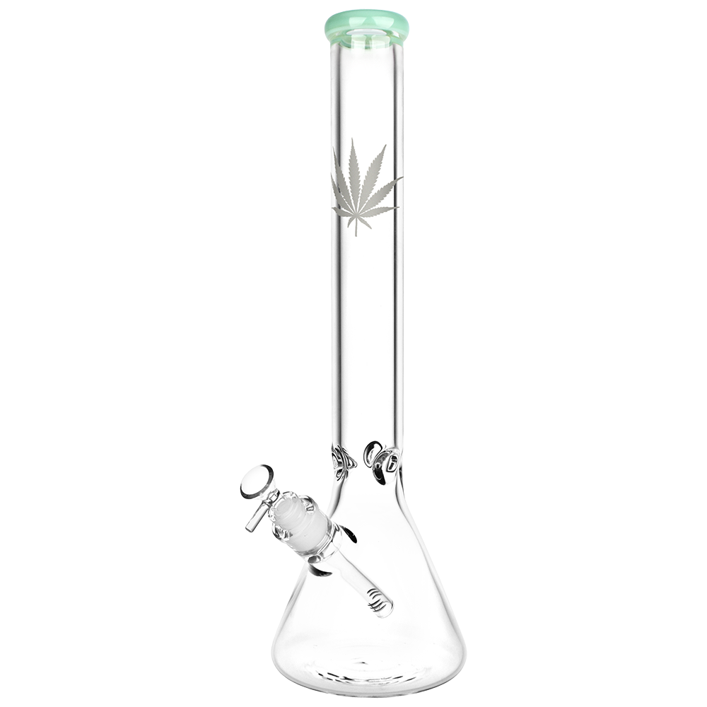 Classic Glass Silver Leaf Beaker Bong | Extra Large | Green