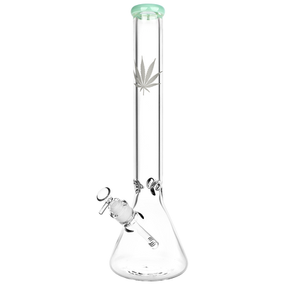 Classic Glass Silver Leaf Beaker Bong | Extra Large | Green