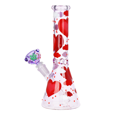 Cloudy Hearts Beaker Bong | Back View