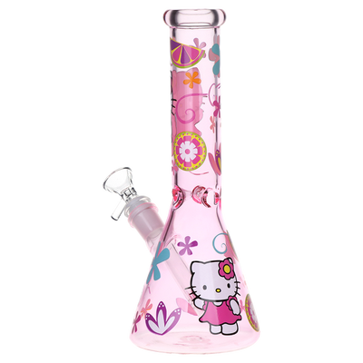Greetings Kitty Beaker Bong | Pink | Back View