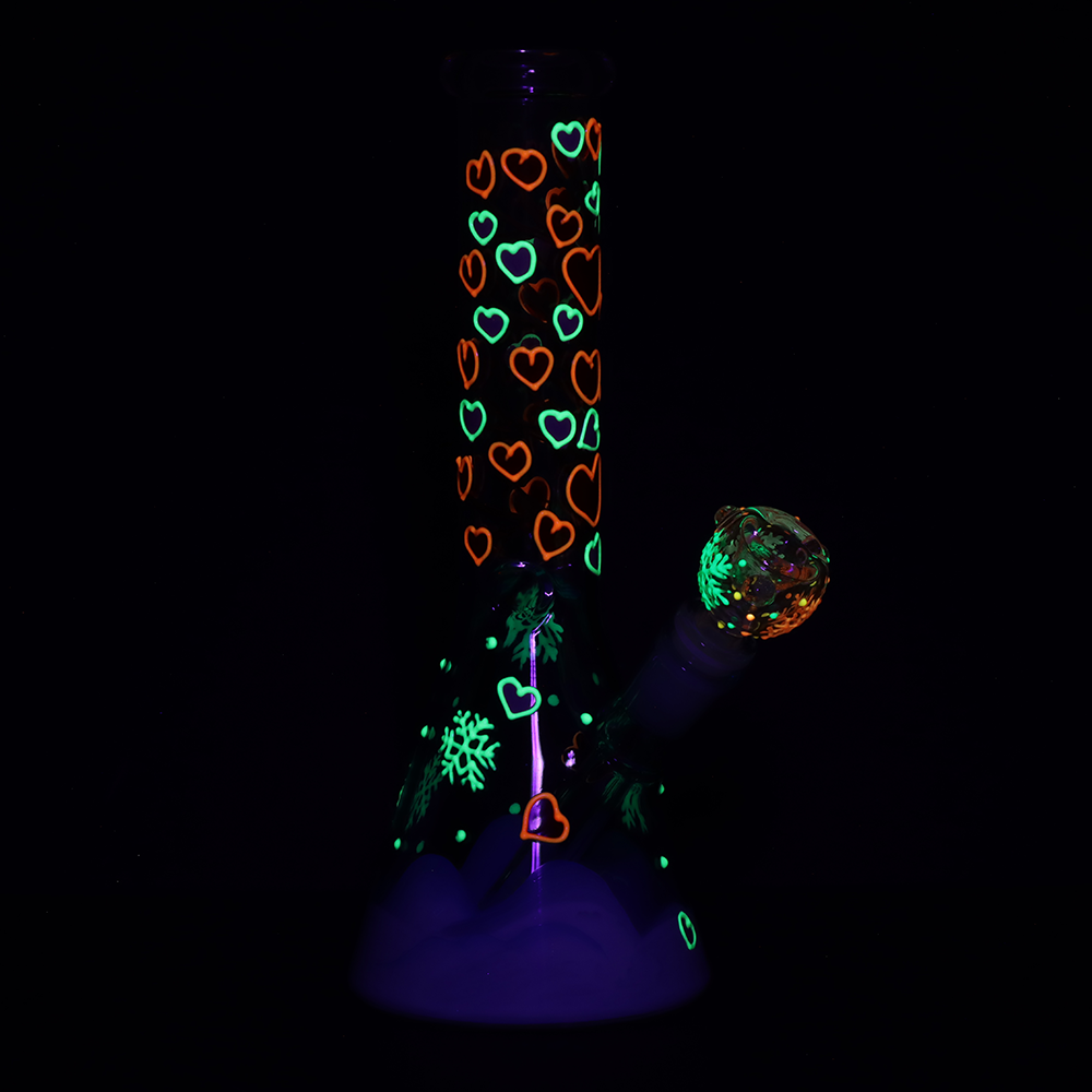 Heart Blossom Beaker Bong | Glow In The Dark Accents