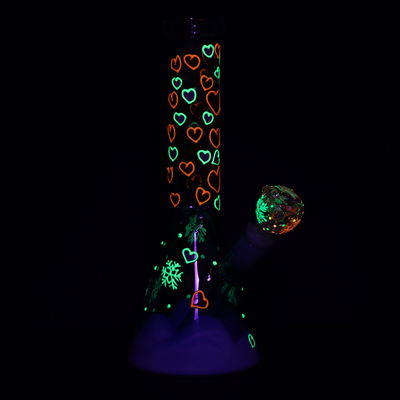 Heart Blossom Beaker Bong | Glow In The Dark Accents