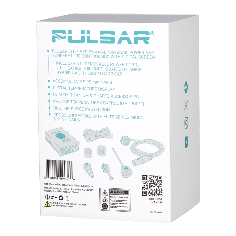 Pulsar Elite Series Axial Mini eNail Kit | Packaging Back View