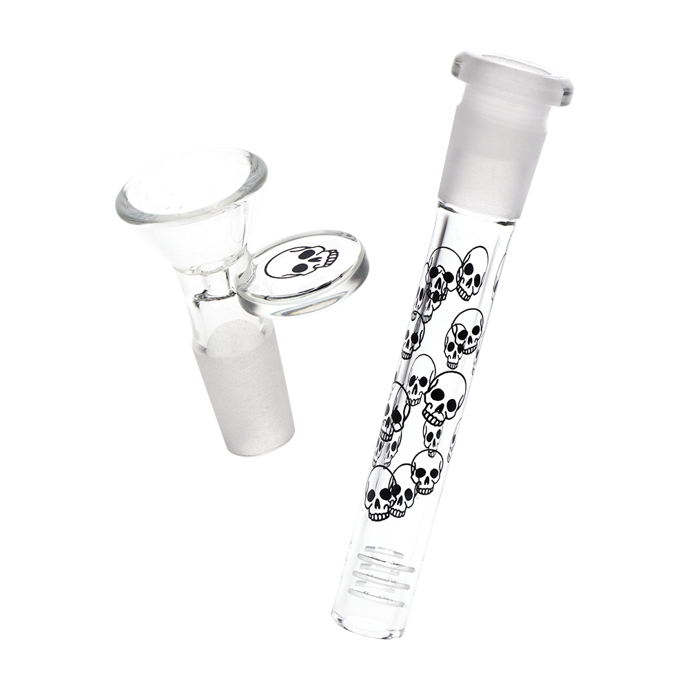 Pulsar Band of Bones Beaker Bong | Matching Downstem & Herb Slide