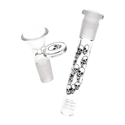 Pulsar Band of Bones Beaker Bong | Matching Downstem & Herb Slide