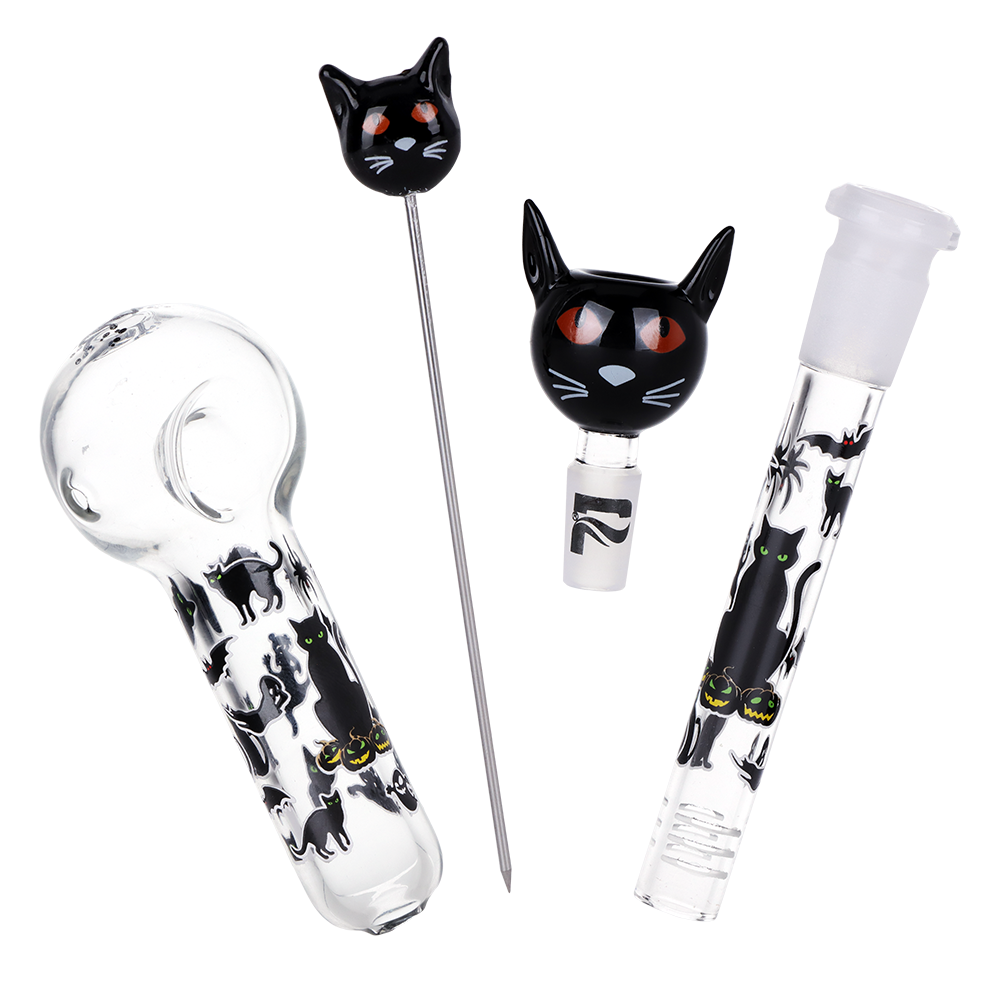 Pulsar Black Cat Beaker Bong Set | Accessories