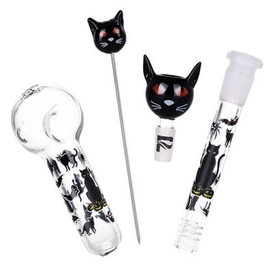 Pulsar Black Cat Beaker Bong Set | Accessories