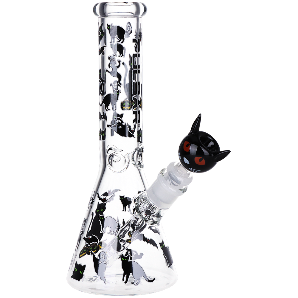 Pulsar Black Cat Beaker Bong Set | Front View