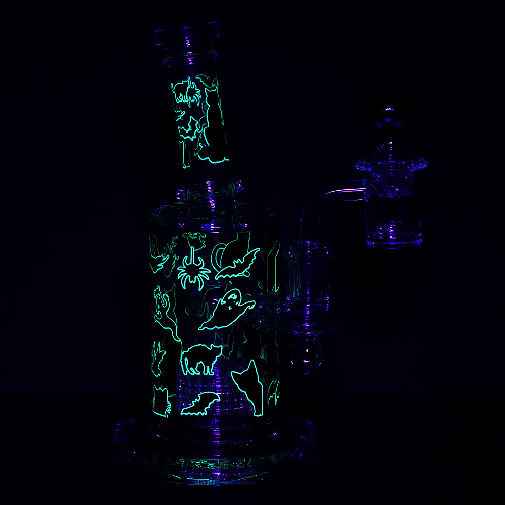 Pulsar Black Cat Dab Rig Set | Glow In The Dark Accents