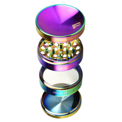 Pulsar Concave Rainbow Anodized Grinder | Pieces Spread View