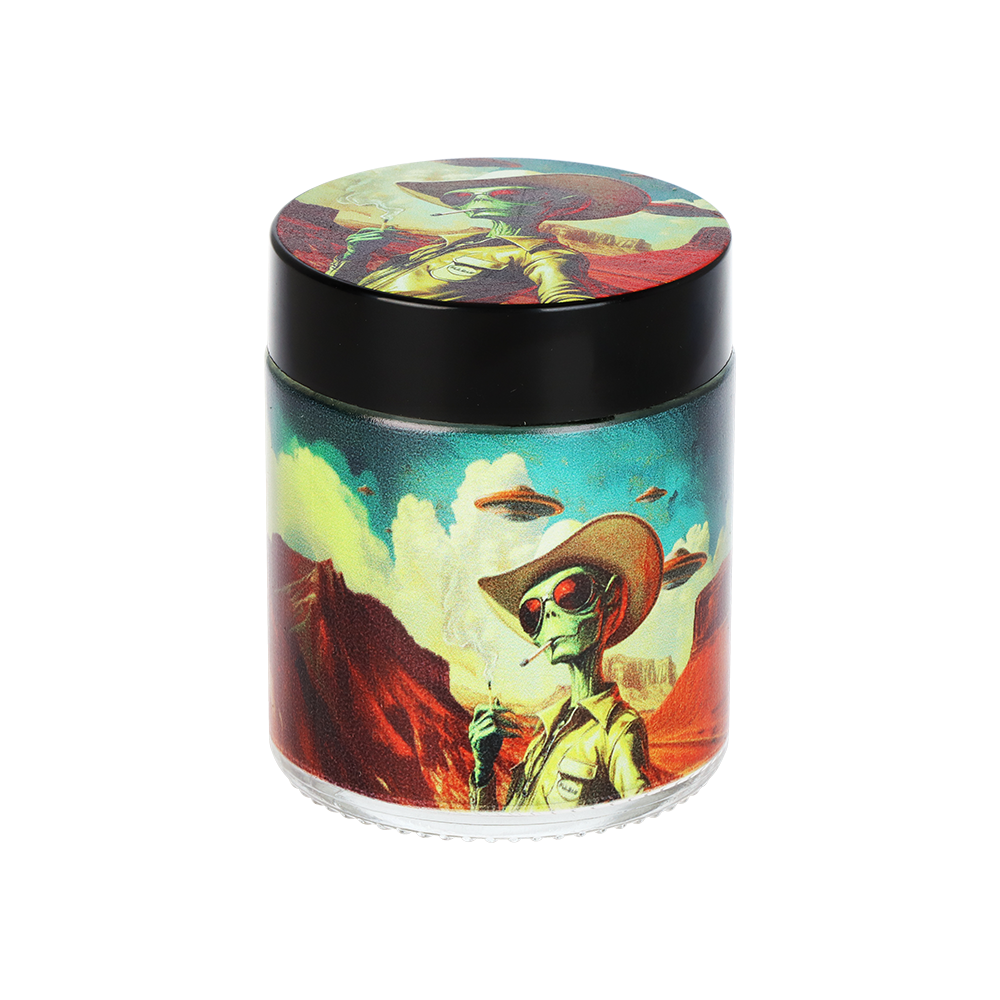 Pulsar Design Series Smoker's Kit | Cowboy Alien | Glass Stash Jar