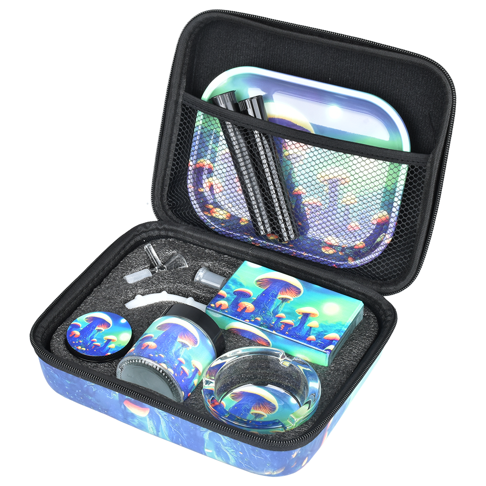 Pulsar Design Series Smoker's Travel Kit | Planet Fungi | Carry Case Open View