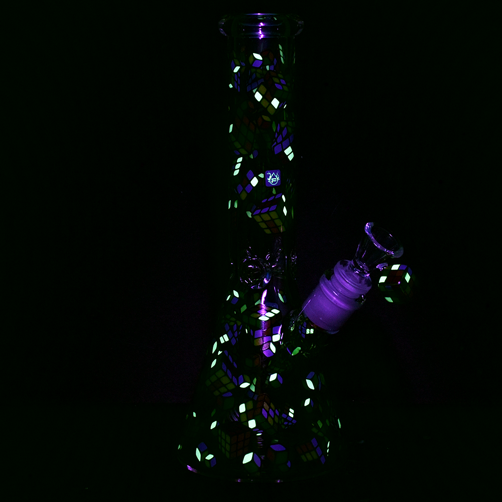 Pulsar Greatest Hits Series Herb Pipe Duo | Cubez | Beaker Bong Glow In The Dark Accents