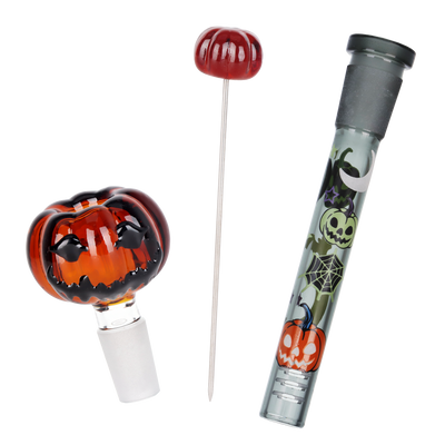 Pulsar Halloween Jamboree Beaker Herb Pipe Duo | Herb Slide, Downstem, & Poker Tool