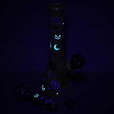 Pulsar Halloween Jamboree Beaker Herb Pipe Duo | Glow In The Dark Accents
