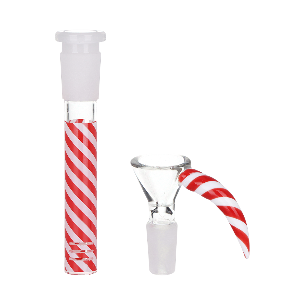 Pulsar Happy Snowman Beaker Bong | Matching Downstem & Herb Slide