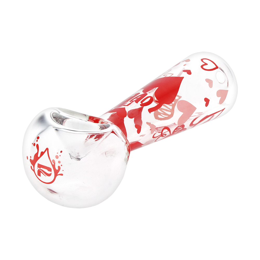 Pulsar Hearts 'n' Roses Beaker Herb Pipe Duo | Matching Spoon Pipe | Side View