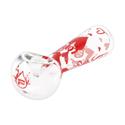 Pulsar Hearts 'n' Roses Beaker Herb Pipe Duo | Matching Spoon Pipe | Side View