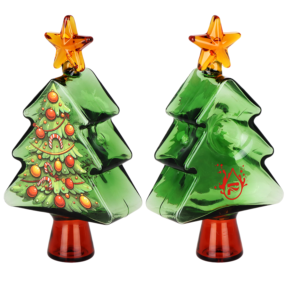 Pulsar Holiday Tree Beaker Bong Set | Hand Pipe Front & Back View