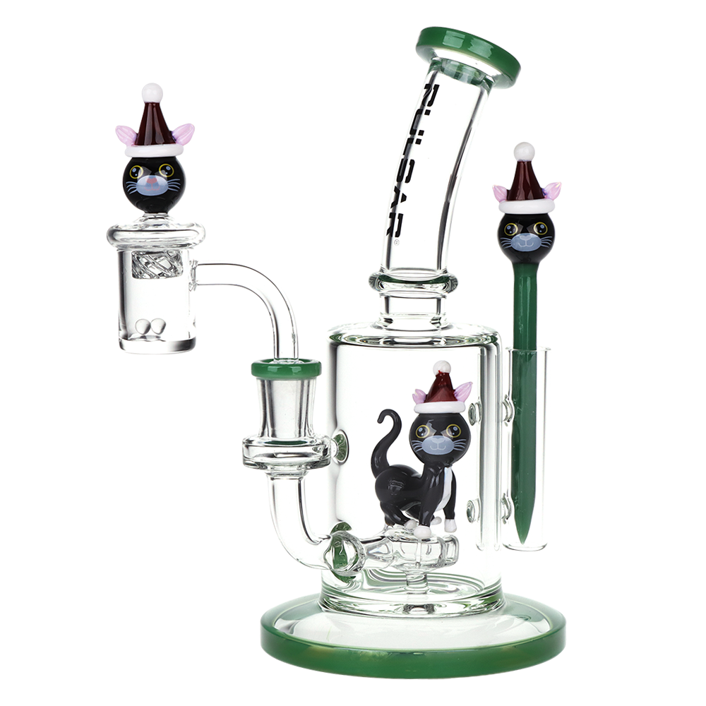 Pulsar Holidaze Dab Rig Set | Santa Cat | Front View