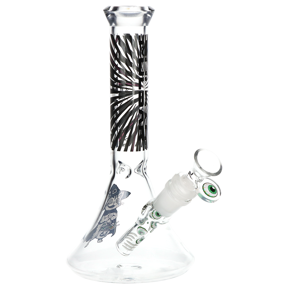 Pulsar Hypnotic Cat Flared Beaker Bong | Front View