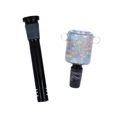 Pulsar Inside Print Straight Tube Bong | Neon Shrooms | Downstem & Herb Slide