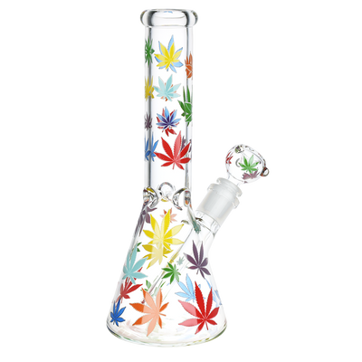 Rainbow Leaf Glow Beaker Bong | Back View