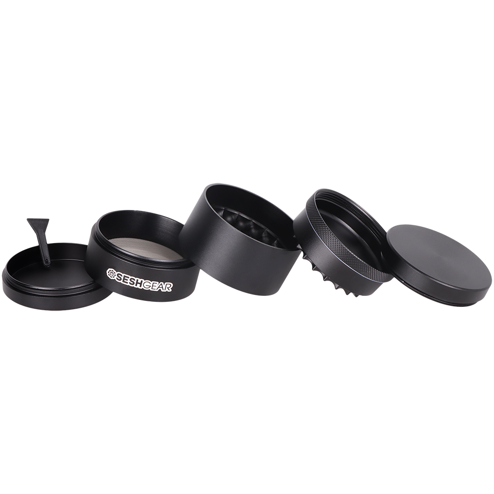 SeshGear Aluminum Mill Grinder | 5pc | Pieces Spread View