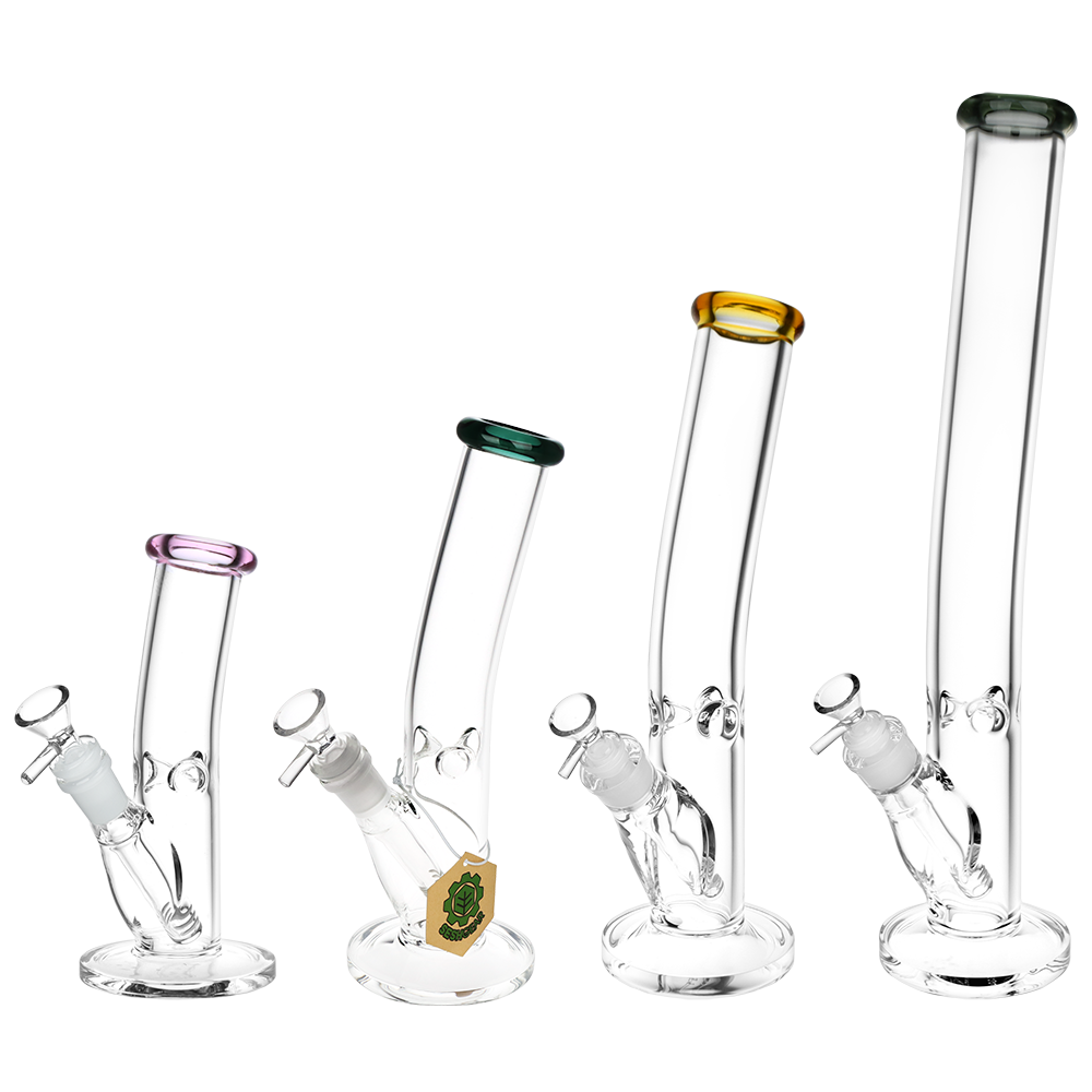 SeshGear Classic Glass Bent Neck Straight Tube Bong | All Sizes Group