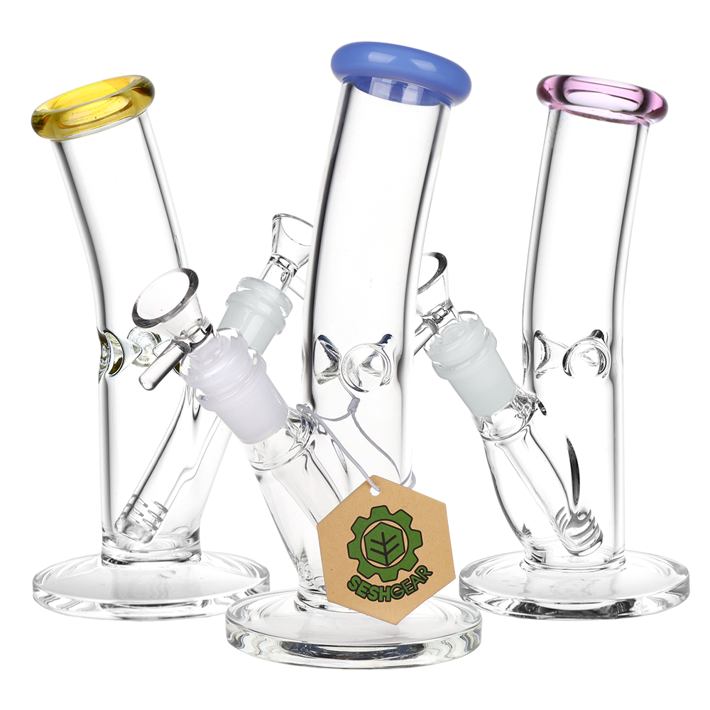 SeshGear Classic Glass Bent Neck Straight Tube Bong | Small Size | Group