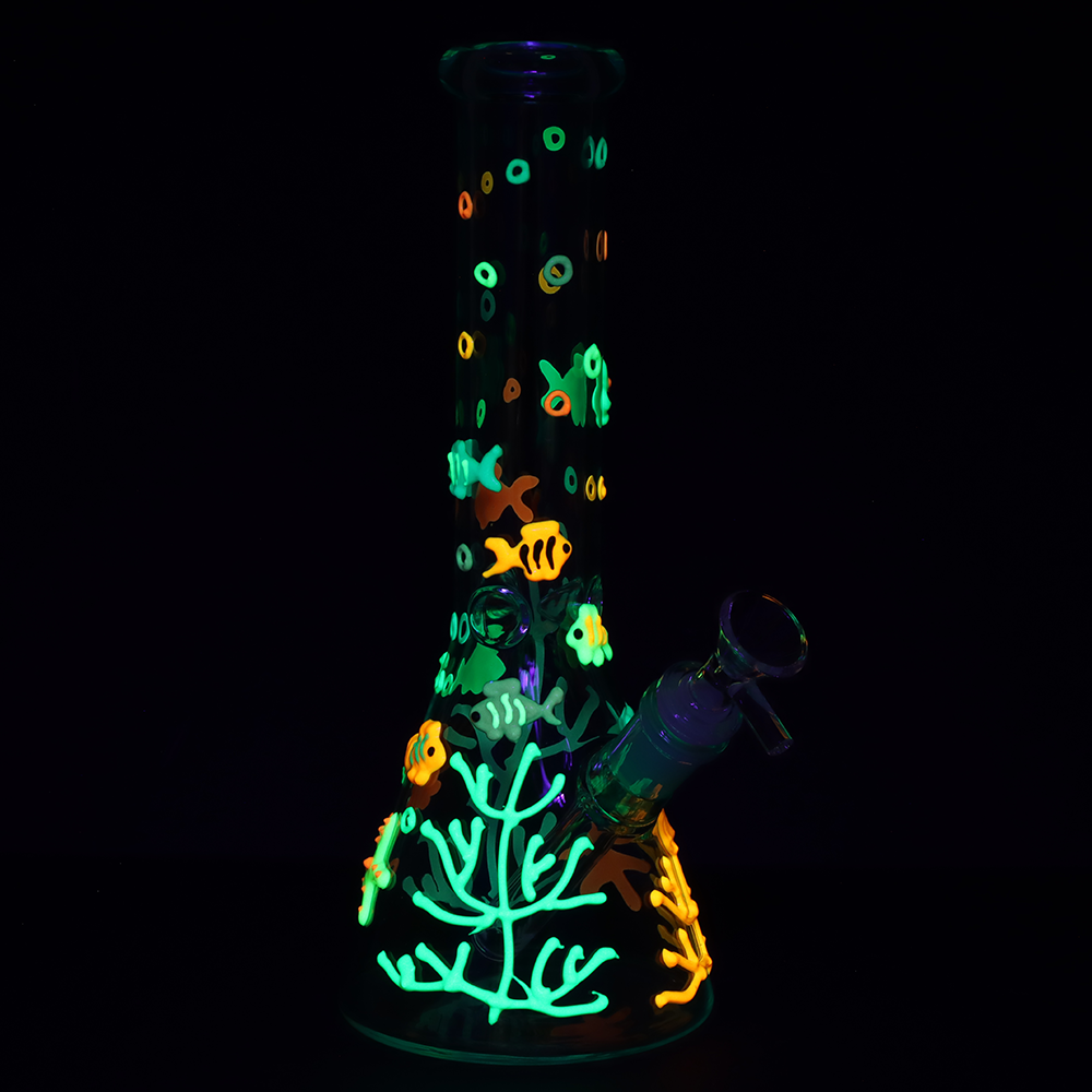 SeshGear Coral Reefer Glow Beaker Bong | Glow In The Dark Accents