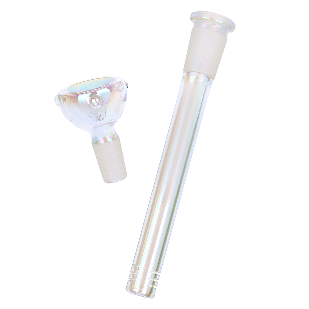 SeshGear Iridescent Twist Beaker Bong | Matching Downstem & Herb Slide