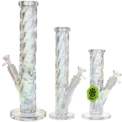 SeshGear Iridescent Twist Straight Tube Bong | All Sizes Group