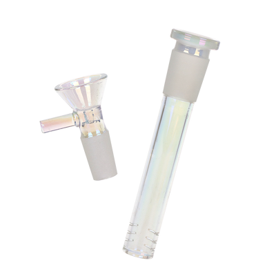 SeshGear Iridescent Twist Straight Tube Bong | Matching Herb Slide & Downstem