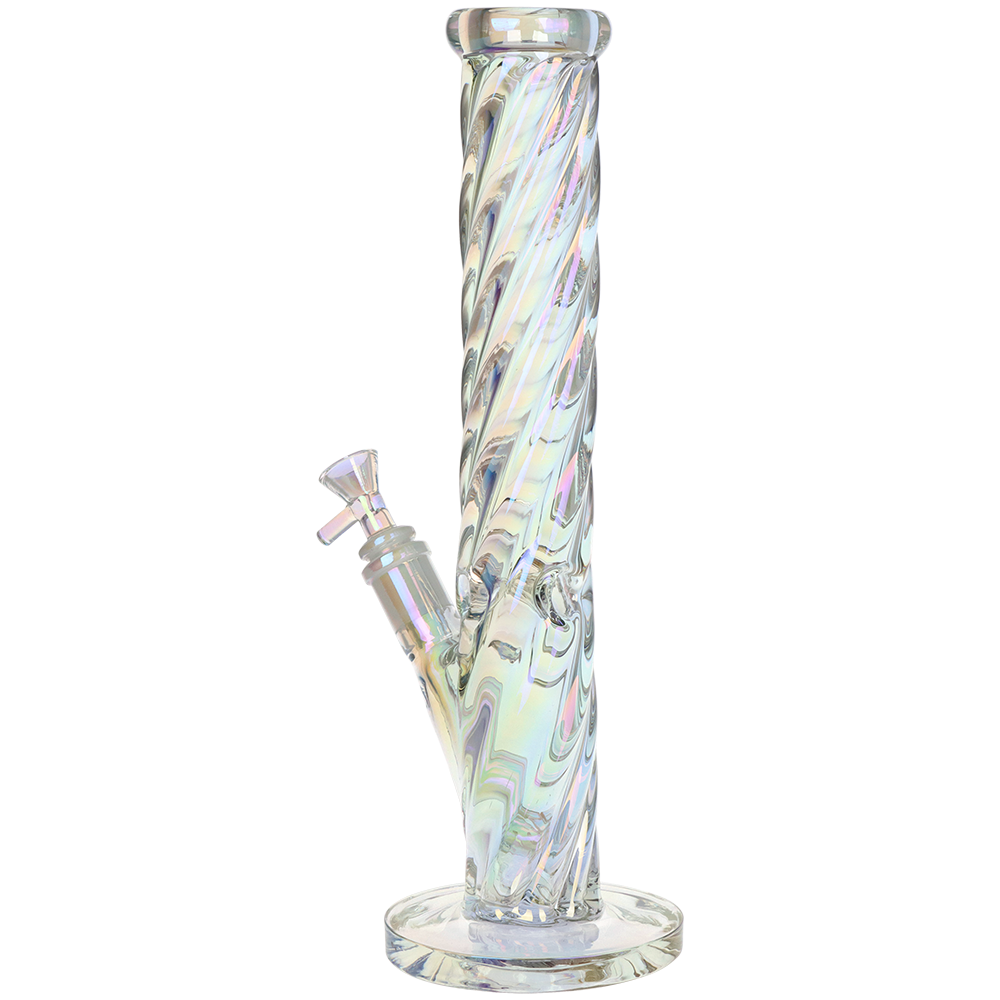 SeshGear Iridescent Twist Straight Tube Bong | Large Size | Back View