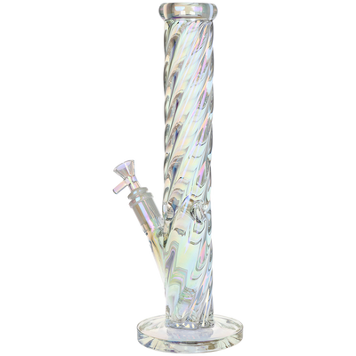 SeshGear Iridescent Twist Straight Tube Bong | Large Size | Back View