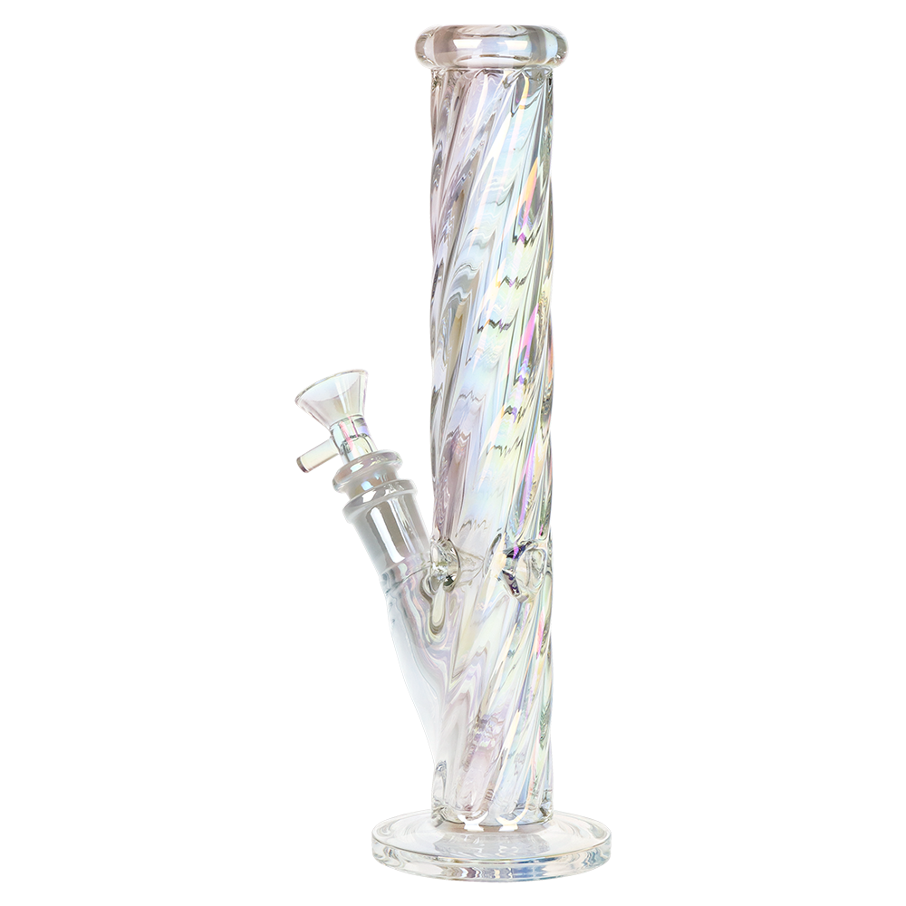 SeshGear Iridescent Twist Straight Tube Bong | Medium Size | Back View