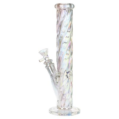 SeshGear Iridescent Twist Straight Tube Bong | Medium Size | Back View